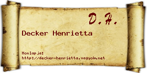 Decker Henrietta névjegykártya